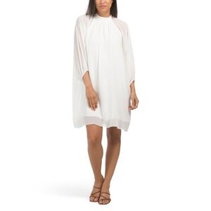 Trina Turk Rhyme Keyhole Shift Dress Womens Small‎ off white Sheer relaxed Style